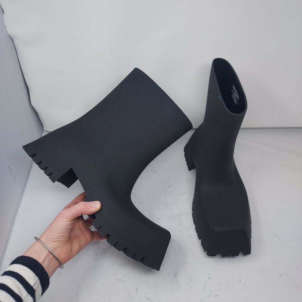 Balenciaga Black Trooper Rubber Boot